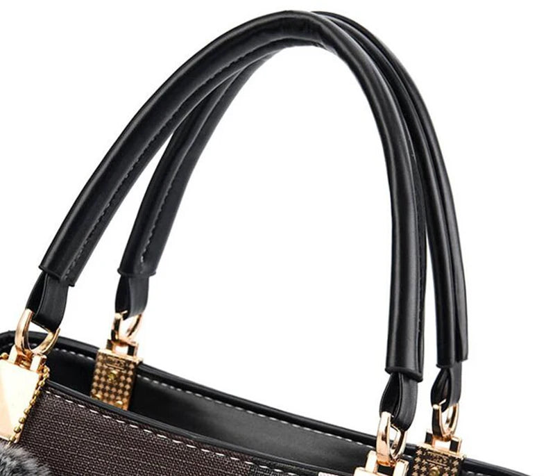 Handbags Women Bags Messenger PU Leather Crossbody Bags Hairball tassen Girls Shoulder Bag Top-hand Tote Bag - SOJ STORE