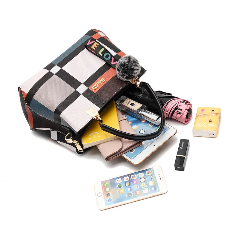 Handbags Women Bags Messenger PU Leather Crossbody Bags Hairball tassen Girls Shoulder Bag Top-hand Tote Bag - SOJ STORE