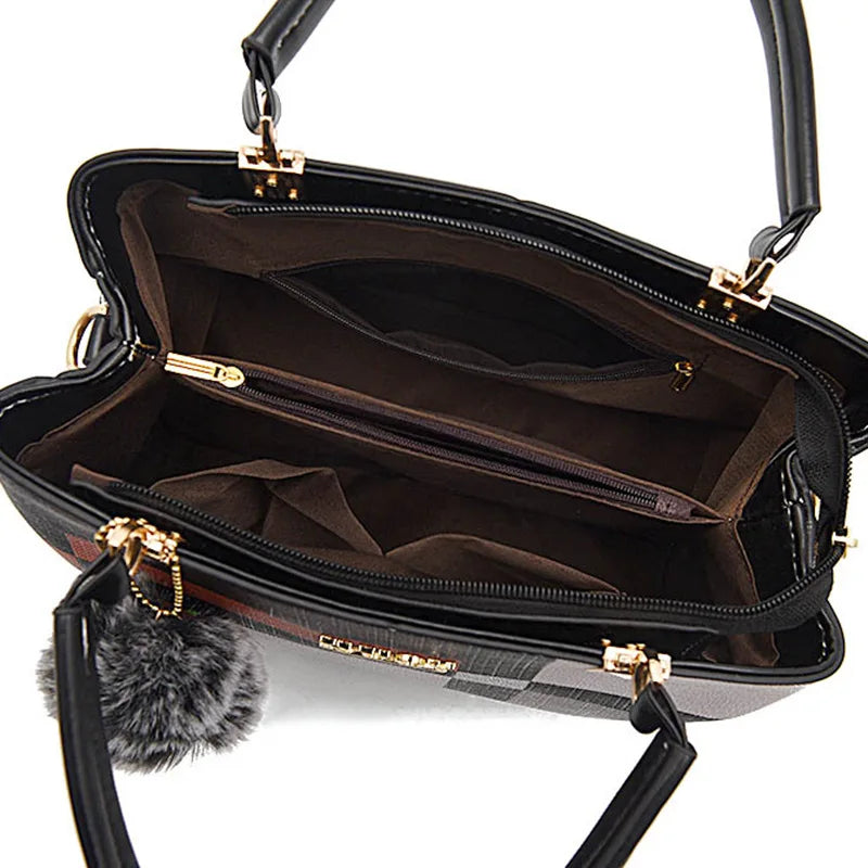 Handbags Women Bags Messenger PU Leather Crossbody Bags Hairball tassen Girls Shoulder Bag Top-hand Tote Bag - SOJ STORE