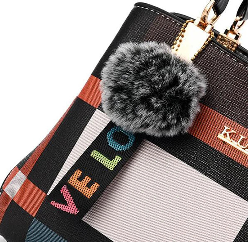 Handbags Women Bags Messenger PU Leather Crossbody Bags Hairball tassen Girls Shoulder Bag Top-hand Tote Bag - SOJ STORE