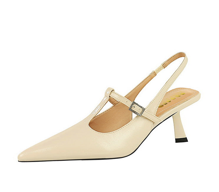 Women Sandals Hollow out hook strap heeled sandals - SOJ STORE
