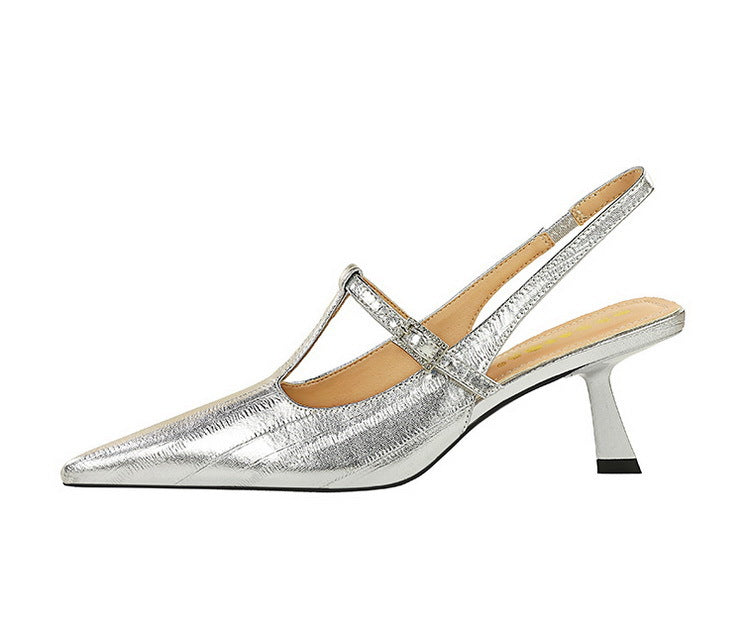 Women Sandals Hollow out hook strap heeled sandals - SOJ STORE