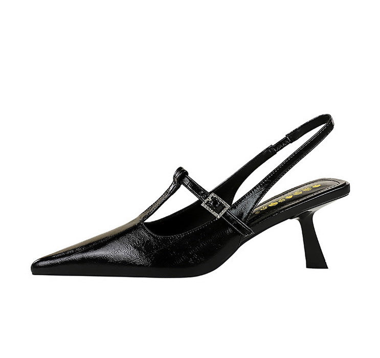 Women Sandals Hollow out hook strap heeled sandals - SOJ STORE