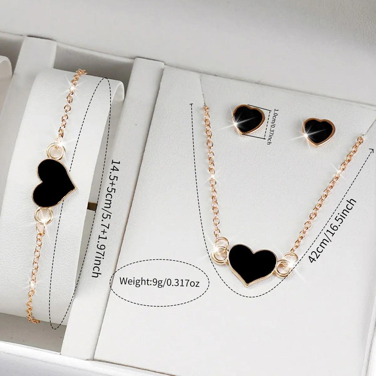 5PCS/Set Women's Watch Fashion Leather Band Analog Quartz Watches Heart Jewelry Set(Without Box) - SOJ STORE
