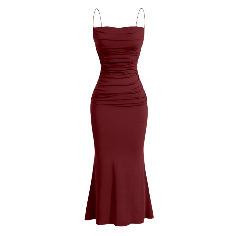 Elegant Party Fitting Slim Spaghetti Strap Mermaid Hem - SOJ STORE