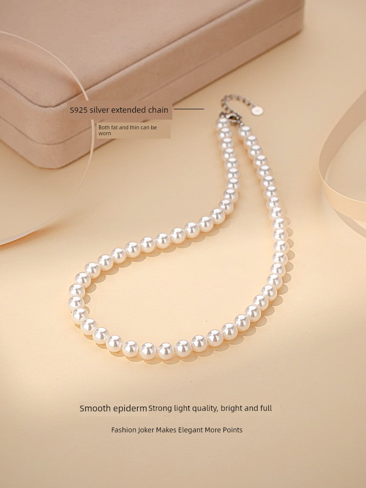 Silver Pearl Necklace and Earrings Suite Jewelry - SOJ STORE
