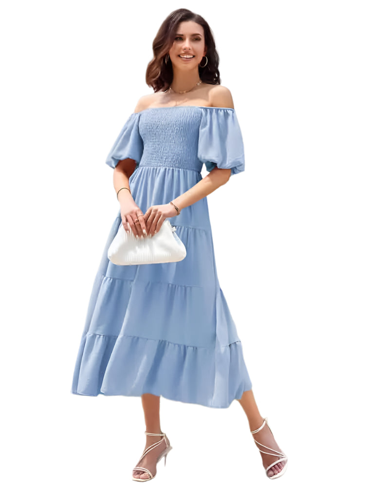 Summer Boho Smocked Maxi Dresses. - SOJ STORE