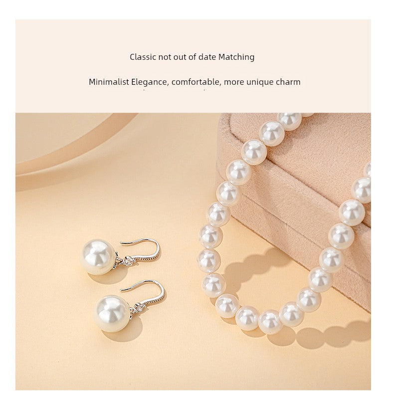 Silver Pearl Necklace and Earrings Suite Jewelry - SOJ STORE