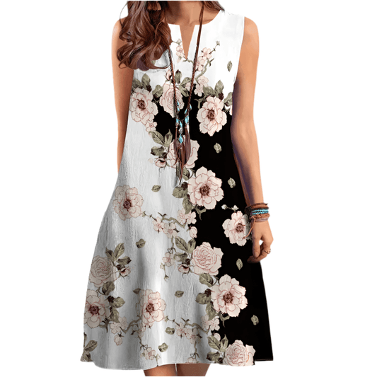 Cross Border Women's New Dress V-neck Sleeveless - SOJ STORE