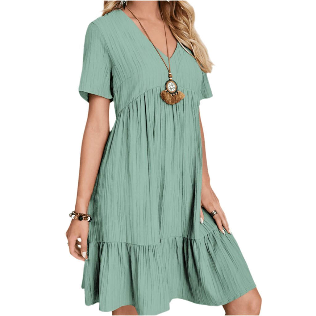 Casual Bohemian V Neck Short Sleeve Ruffles - SOJ STORE