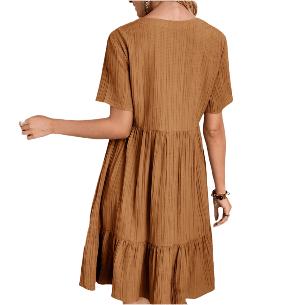 Casual Bohemian V Neck Short Sleeve Ruffles - SOJ STORE