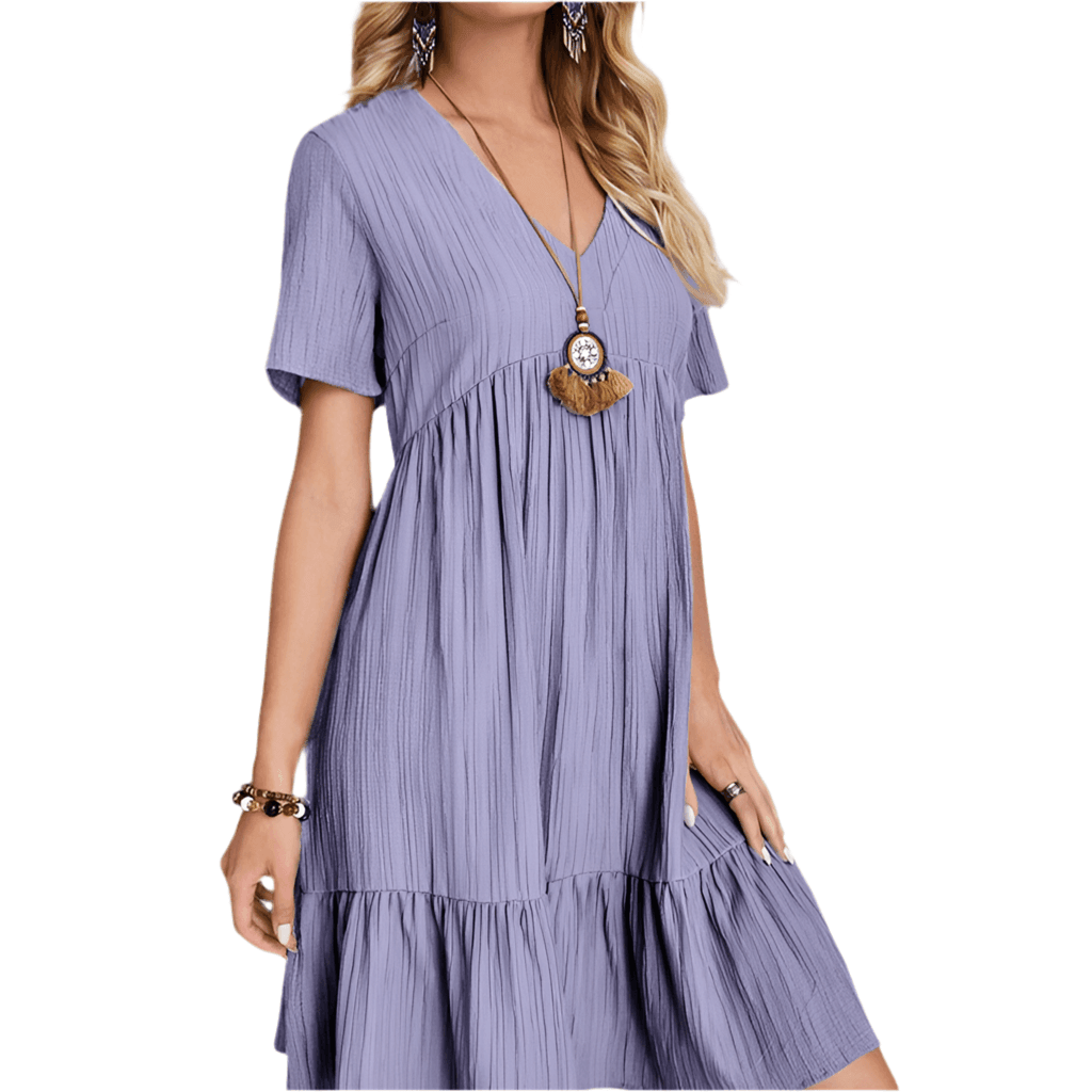 Casual Bohemian V Neck Short Sleeve Ruffles - SOJ STORE