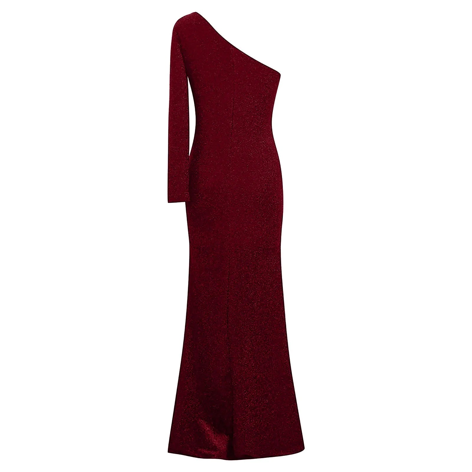 Long Sleeve One Shoulder Sequins Slim Wedding - SOJ STORE