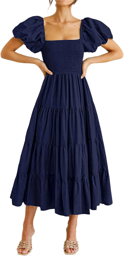 Summer Boho Smocked Maxi Dresses. - SOJ STORE