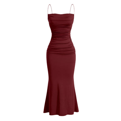 Elegant Party Fitting Slim Spaghetti Strap Mermaid Hem - SOJ STORE