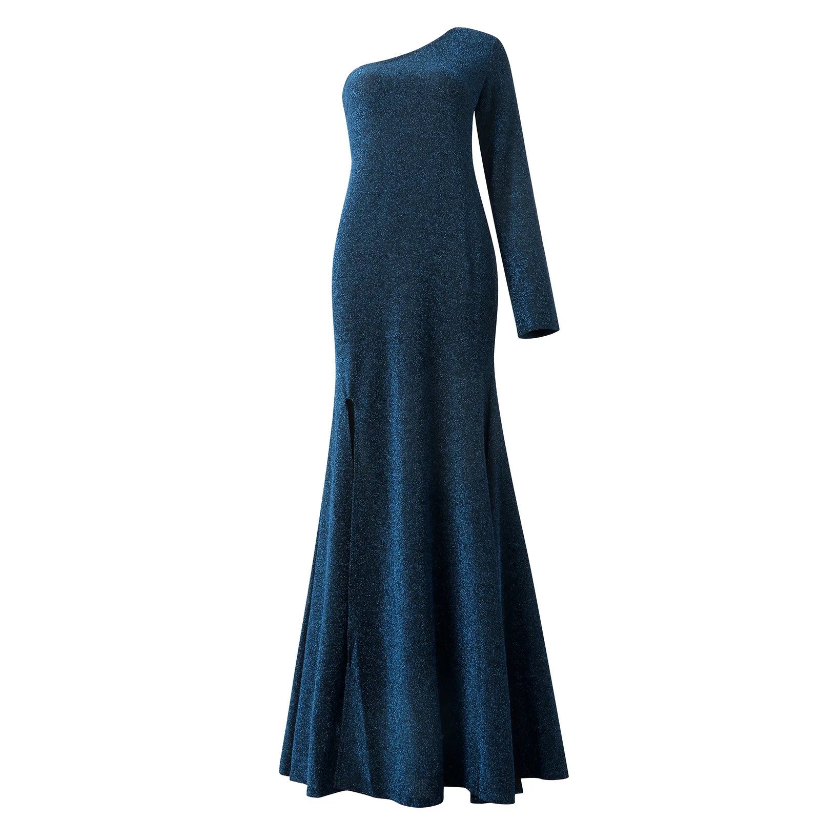 Long Sleeve One Shoulder Sequins Slim Wedding - SOJ STORE