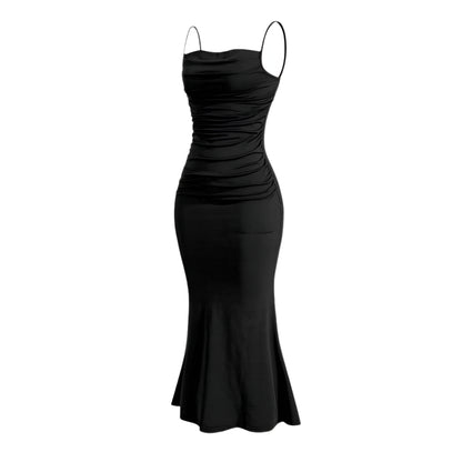 Elegant Party Fitting Slim Spaghetti Strap Mermaid Hem - SOJ STORE