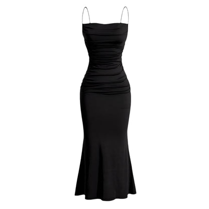 Elegant Party Fitting Slim Spaghetti Strap Mermaid Hem - SOJ STORE