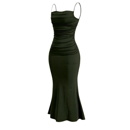 Elegant Party Fitting Slim Spaghetti Strap Mermaid Hem - SOJ STORE