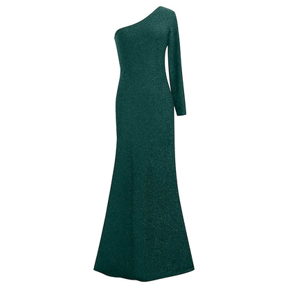 Long Sleeve One Shoulder Sequins Slim Wedding - SOJ STORE