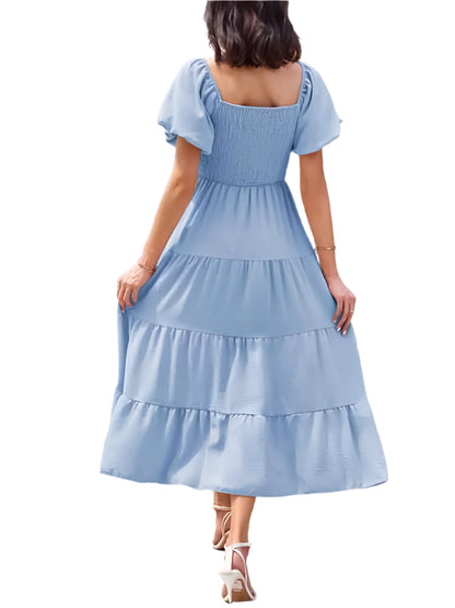 Summer Boho Smocked Maxi Dresses. - SOJ STORE