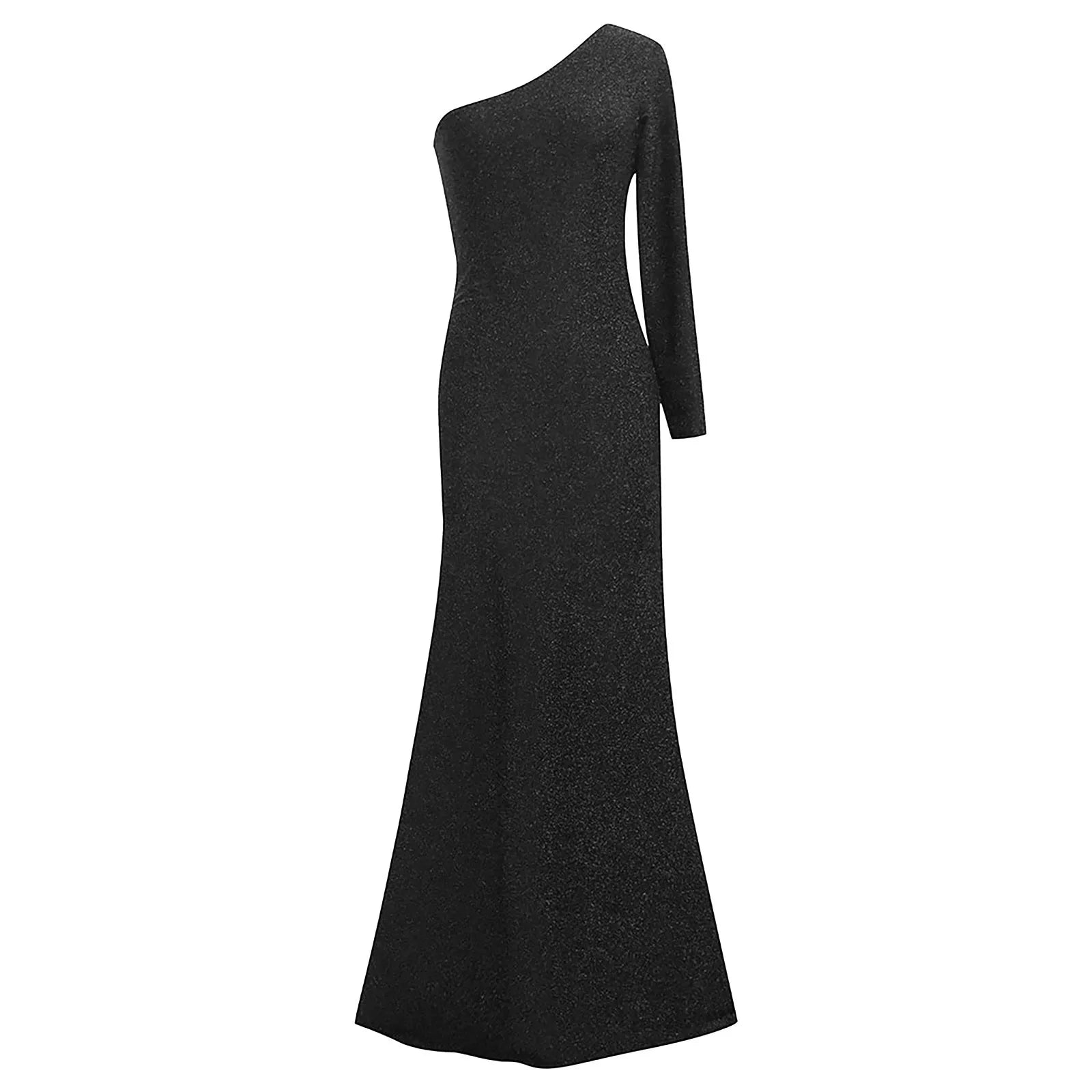 Long Sleeve One Shoulder Sequins Slim Wedding - SOJ STORE