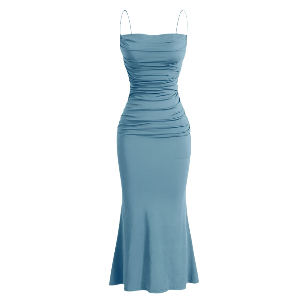 Elegant Party Fitting Slim Spaghetti Strap Mermaid Hem - SOJ STORE