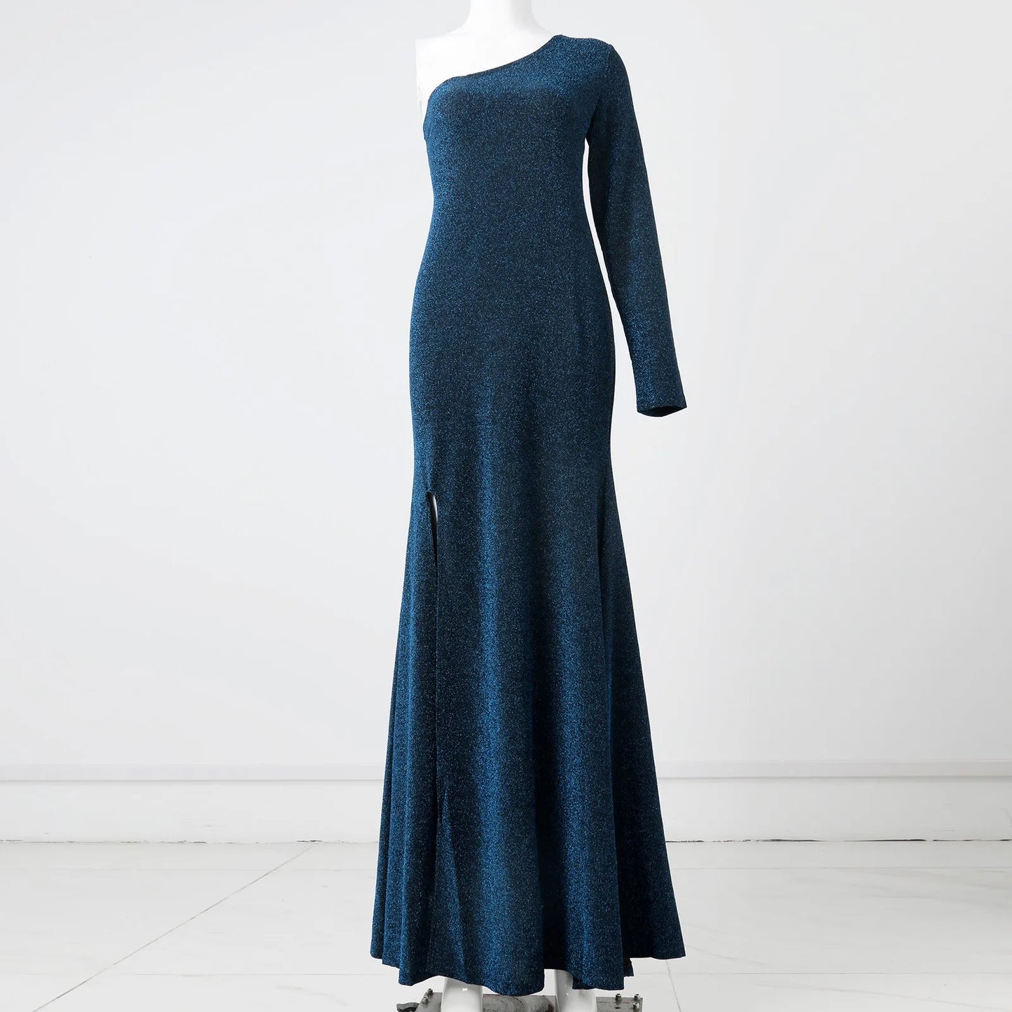 Long Sleeve One Shoulder Sequins Slim Wedding - SOJ STORE