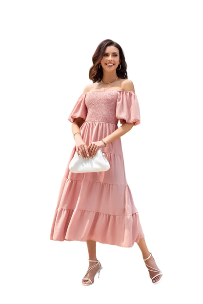 Summer Boho Smocked Maxi Dresses. - SOJ STORE