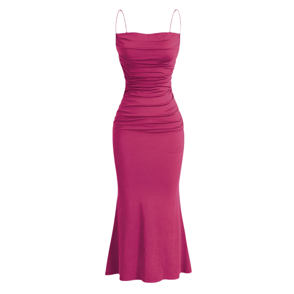 Elegant Party Fitting Slim Spaghetti Strap Mermaid Hem - SOJ STORE