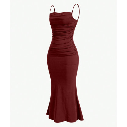 Elegant Party Fitting Slim Spaghetti Strap Mermaid Hem - SOJ STORE