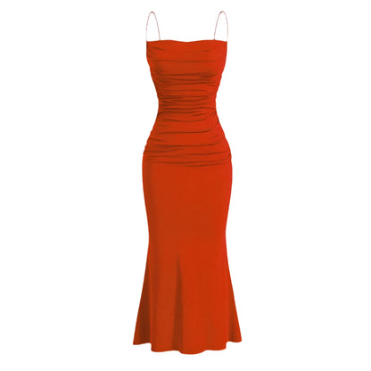 Elegant Party Fitting Slim Spaghetti Strap Mermaid Hem - SOJ STORE