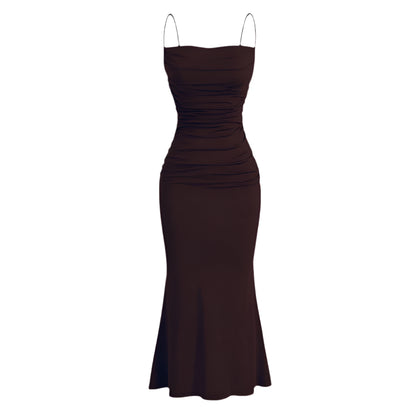 Elegant Party Fitting Slim Spaghetti Strap Mermaid Hem - SOJ STORE