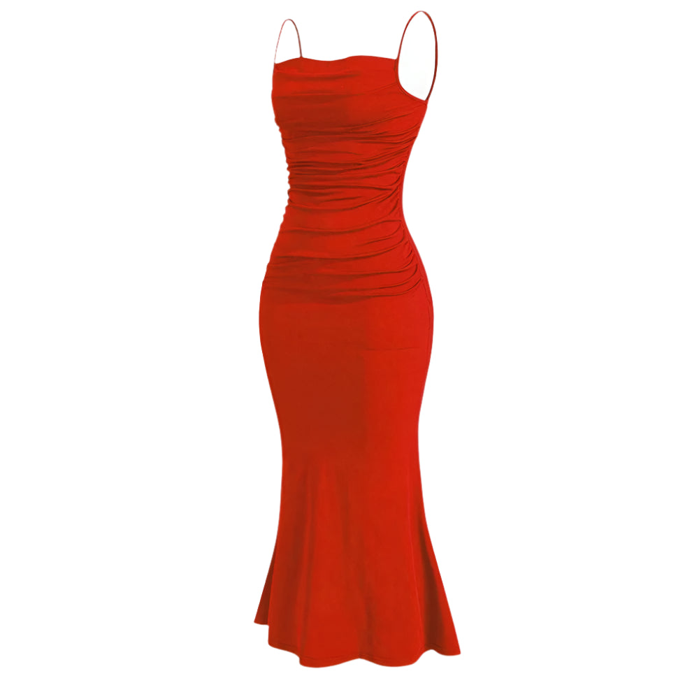 Elegant Party Fitting Slim Spaghetti Strap Mermaid Hem - SOJ STORE